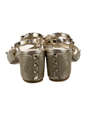 Valentino Leather Glitter Accents Sandals