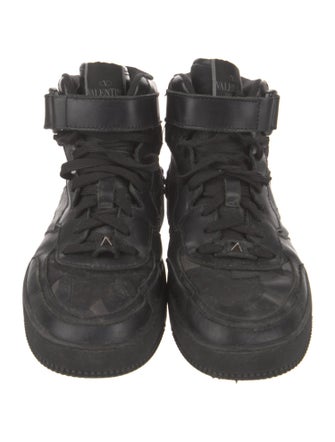 Valentino Rockstud Accents Leather Sneakers