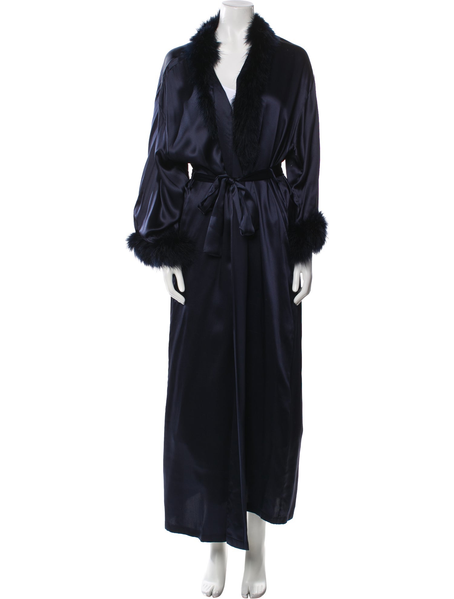 Valentino Silk Feather Trim Robe