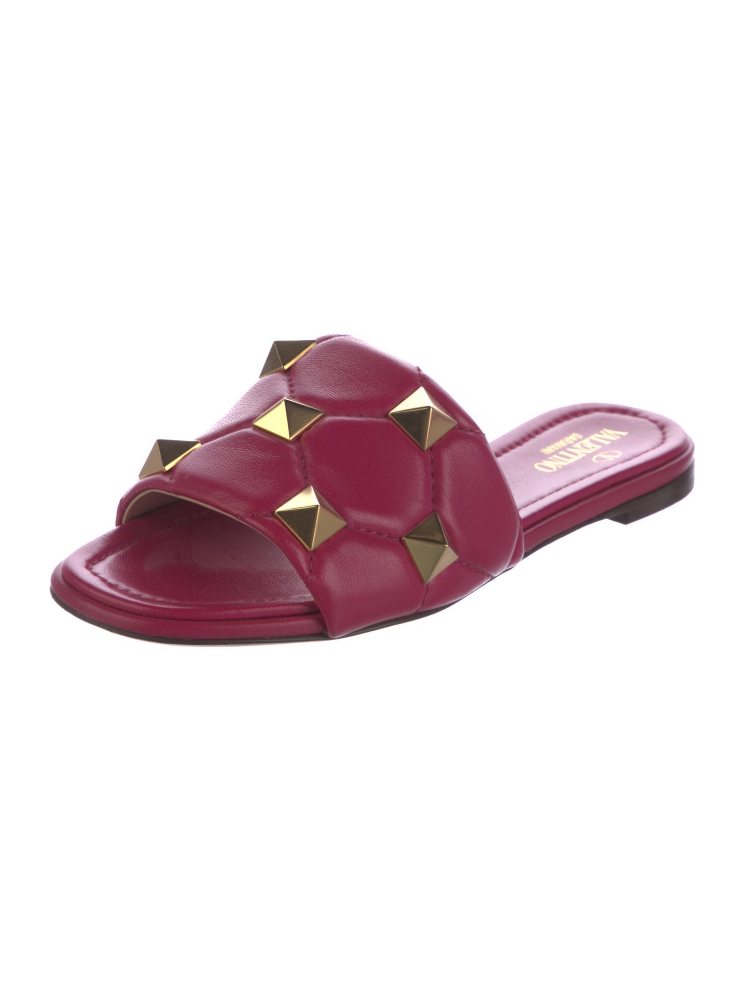 Valentino Quilted Pattern Leather Slides