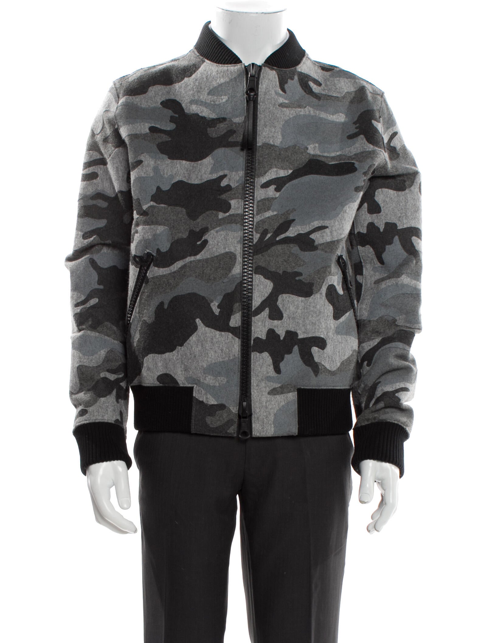 Valentino Wool Camouflage Print Denim Jacket