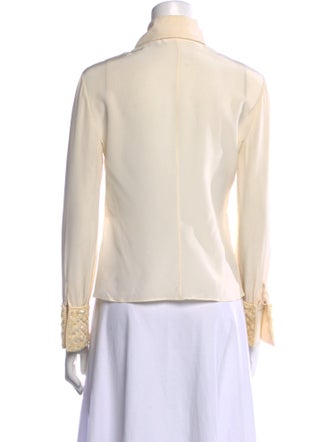 Valentino Silk Long Sleeve Button-Up Top