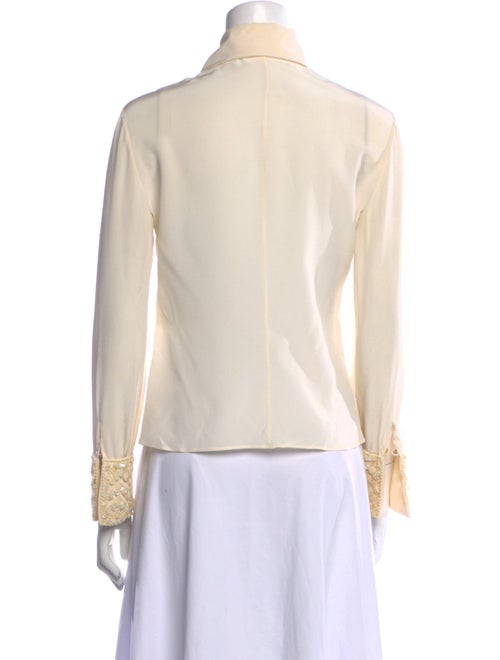Valentino Silk Long Sleeve Button-Up Top