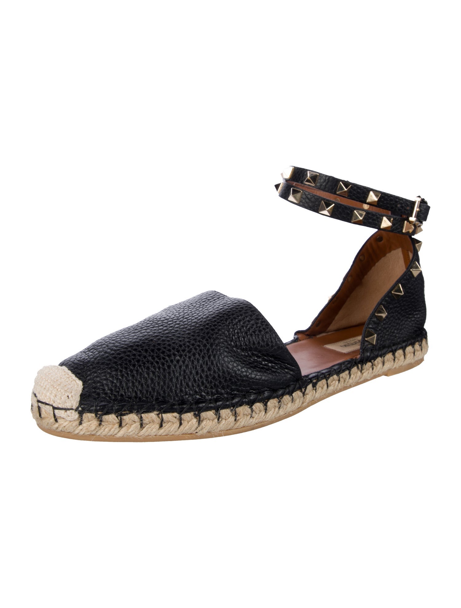 Valentino Rockstud Accents Leather Espadrilles
