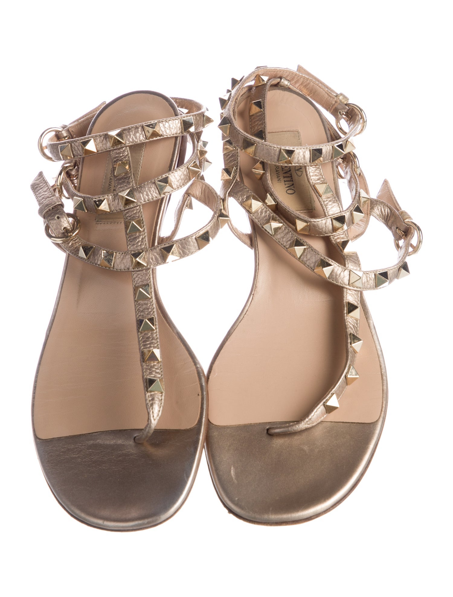 Valentino Rockstud Accents Leather Slingback Flats