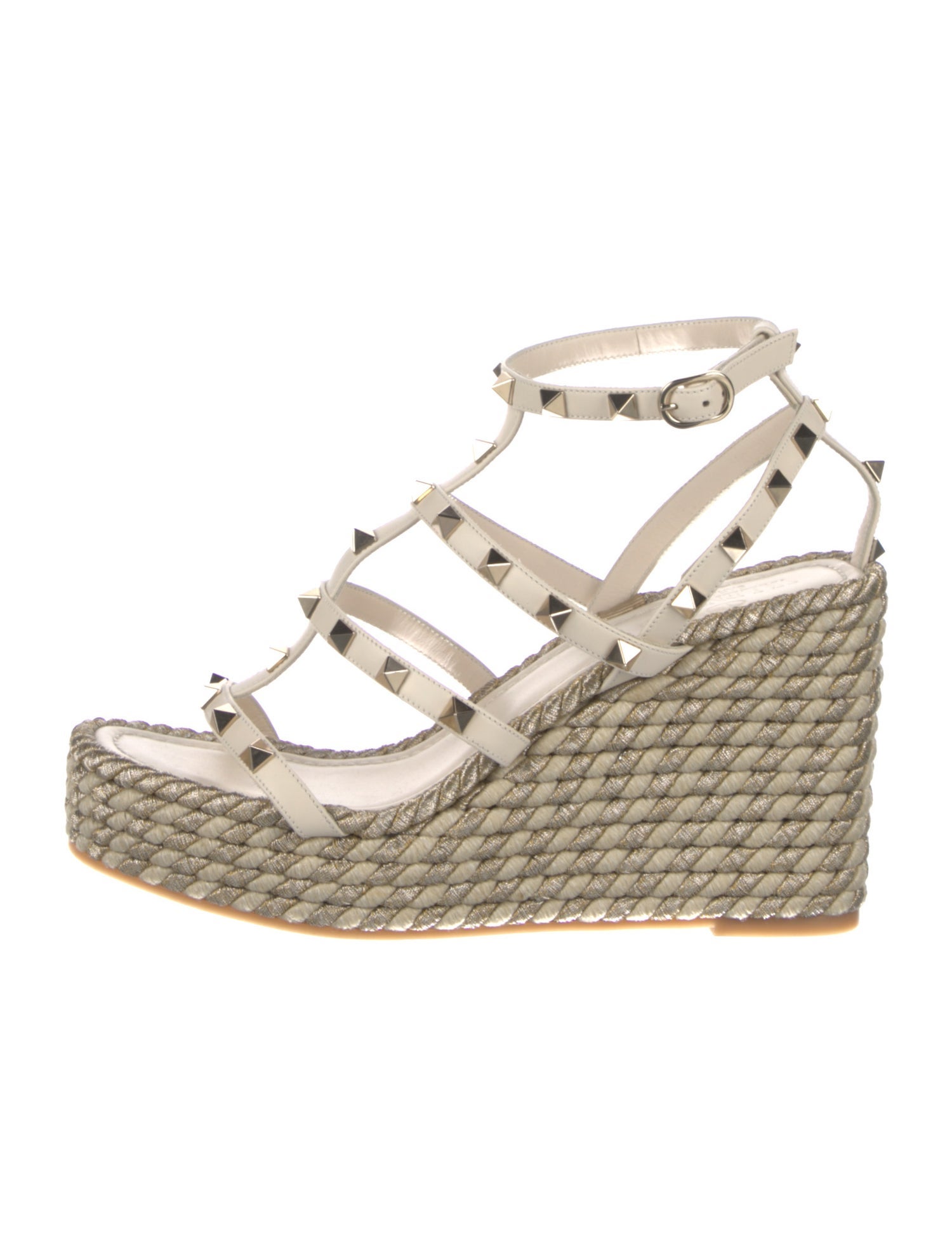 Valentino Rockstud Accents Leather Espadrilles