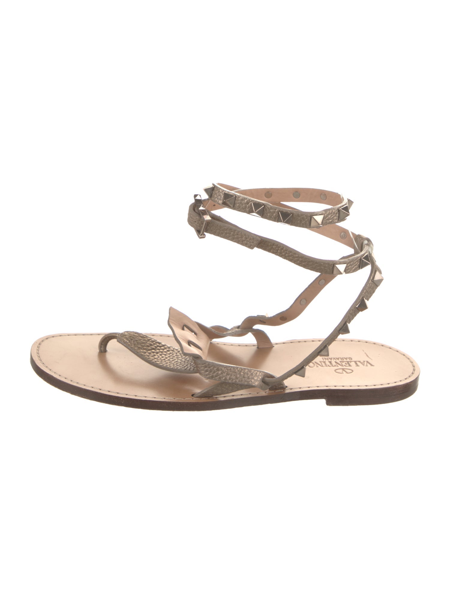 Valentino Rockstud Accents Leather Gladiator Sandals