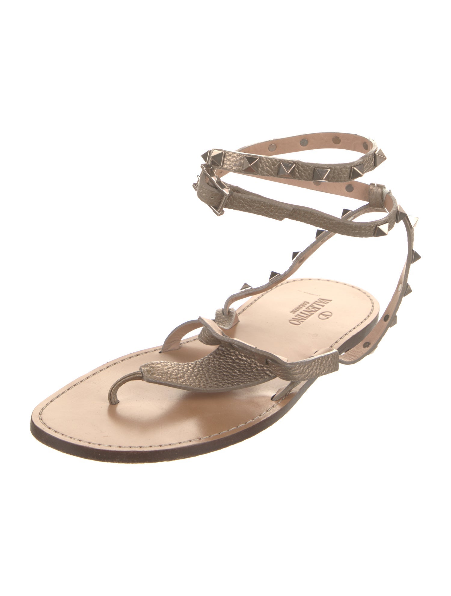 Valentino Rockstud Accents Leather Gladiator Sandals