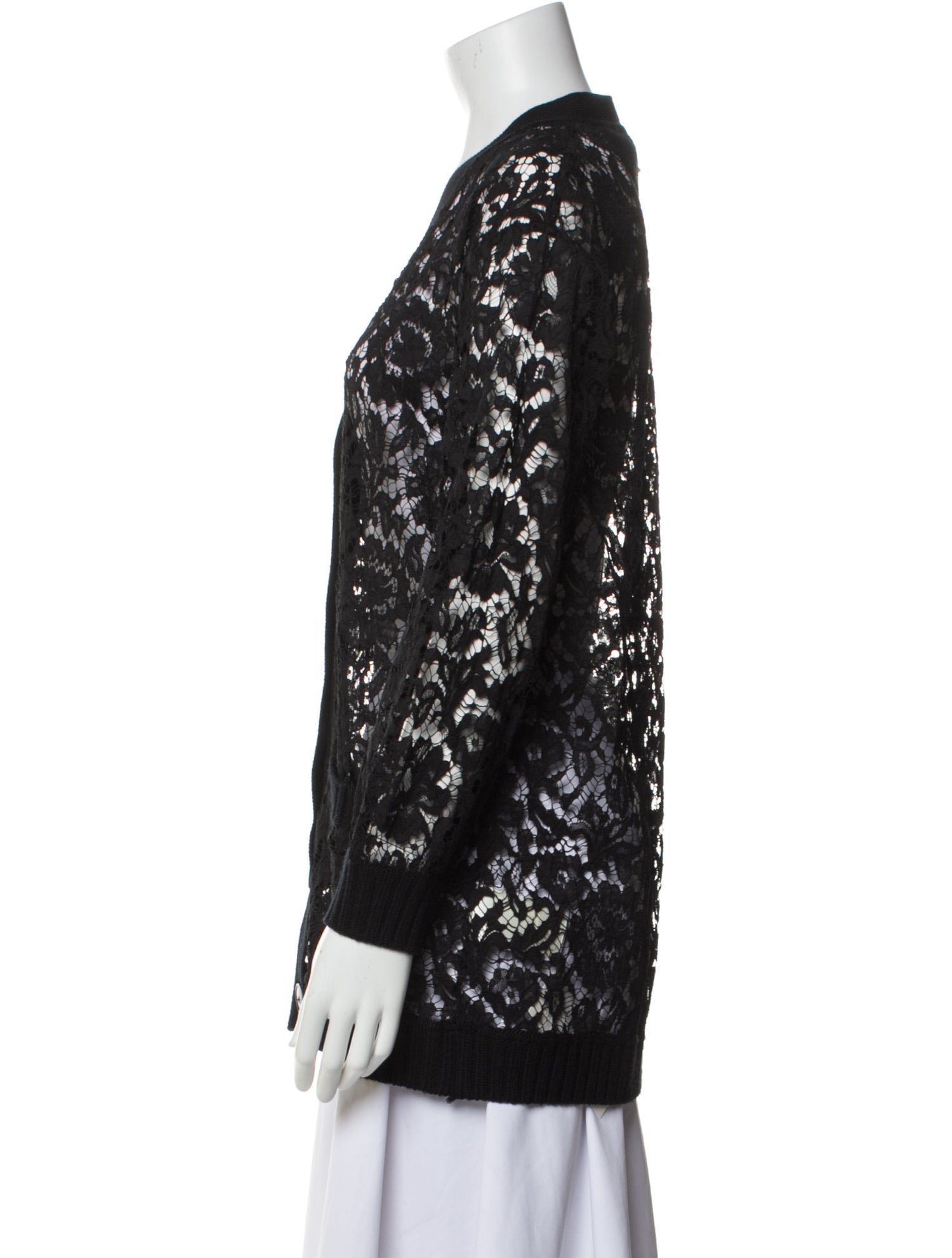 Valentino Lace Pattern V-Neck Sweater