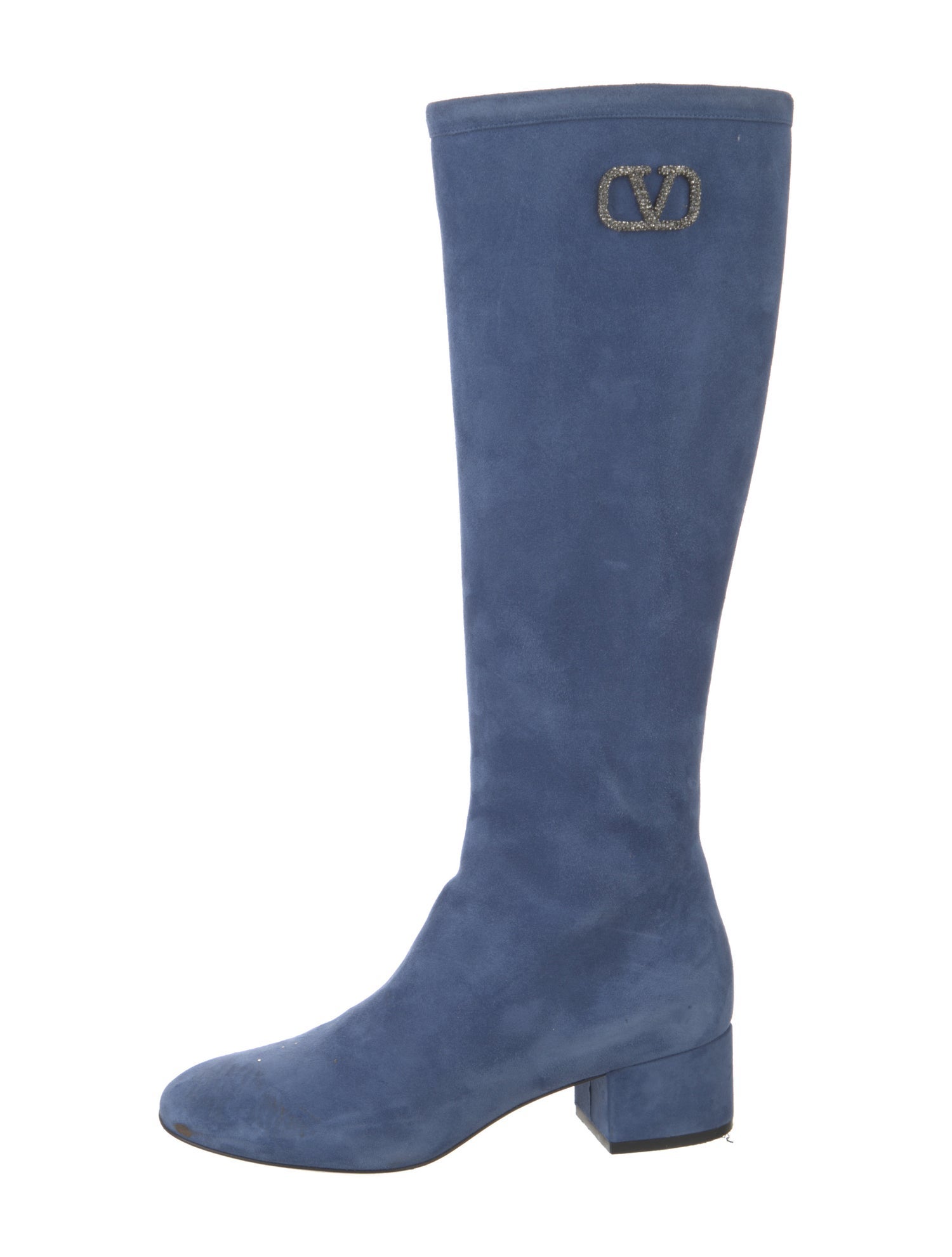 Valentino Suede Crystal Embellishments Riding Boots