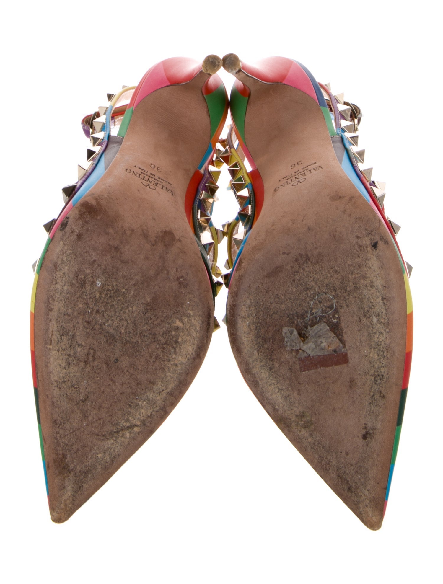 Valentino Rockstud Accents Leather T-Strap Pumps