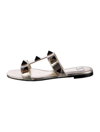 Valentino Rockstud Accents Leather Slides
