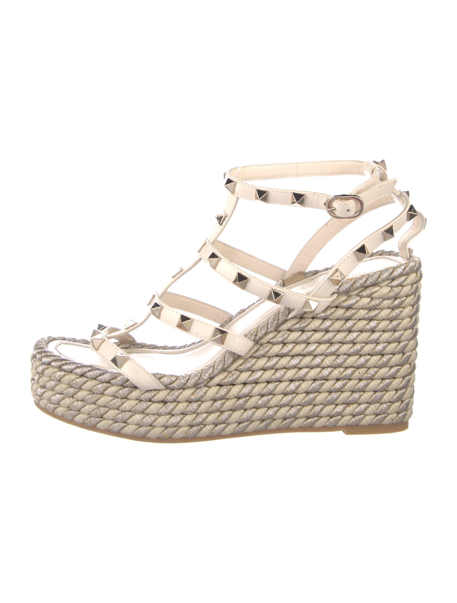 Valentino Rockstud Accents Leather Espadrilles