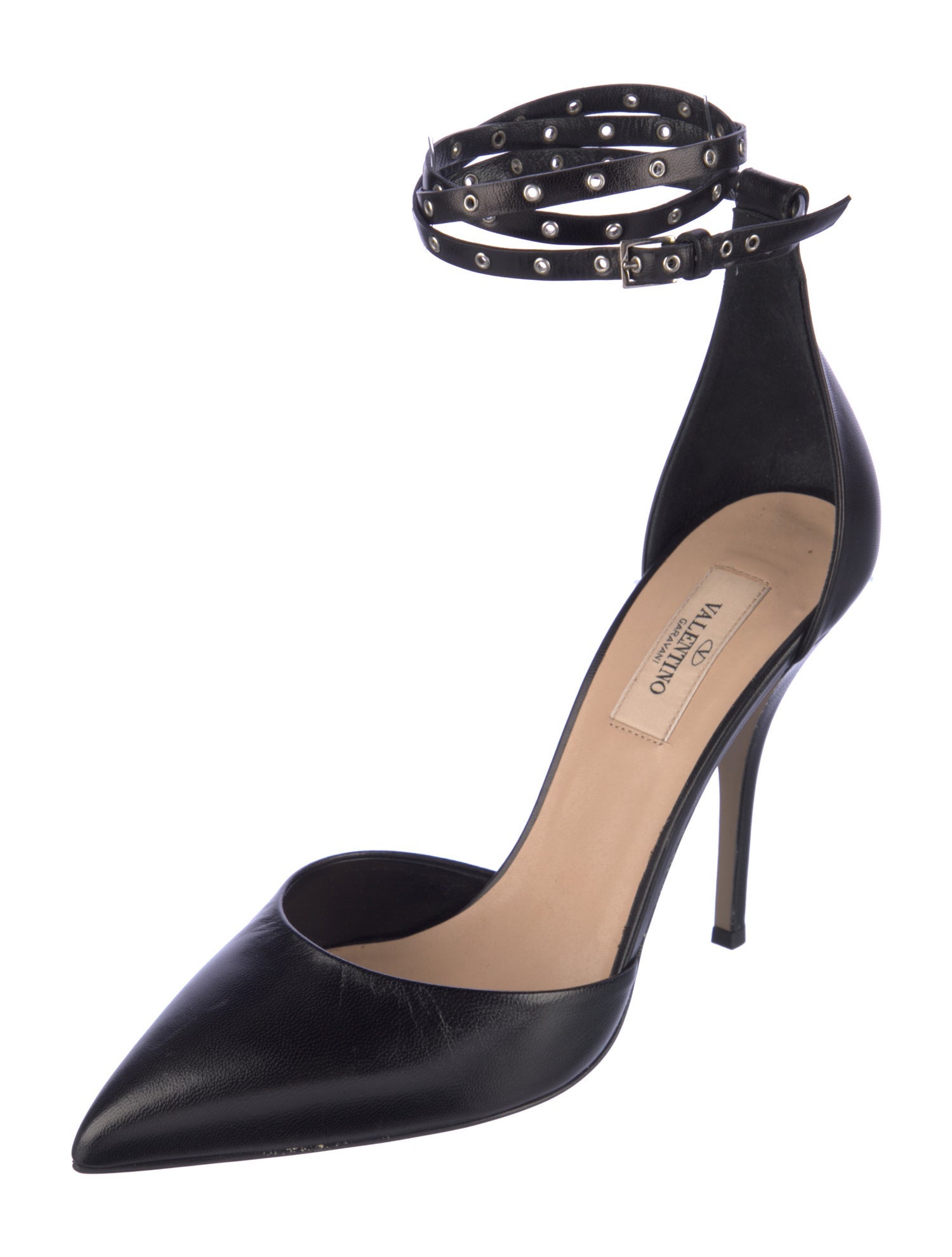 Valentino Leather Studded Accents D'Orsay Pumps