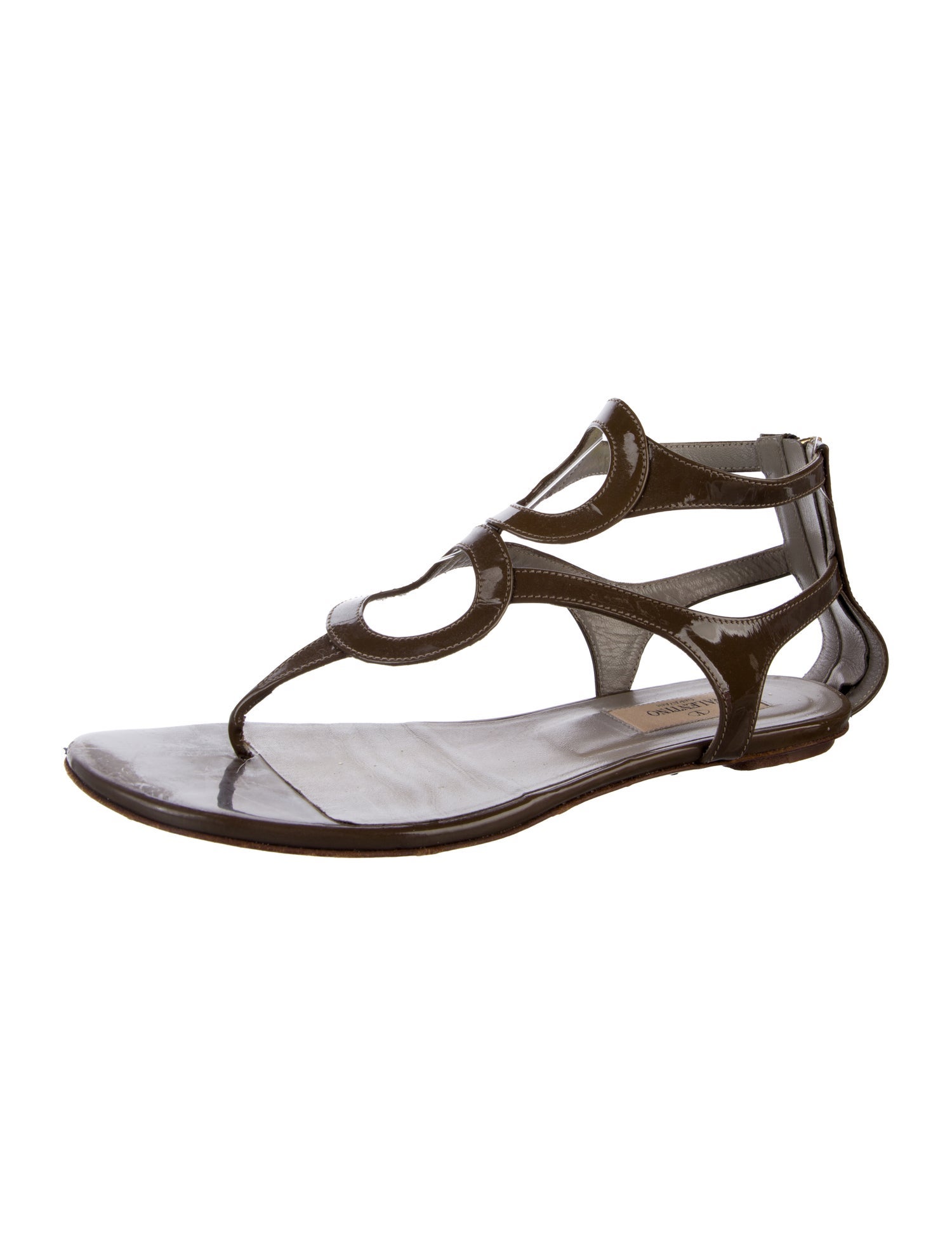 Valentino Patent Leather T-Strap Sandals