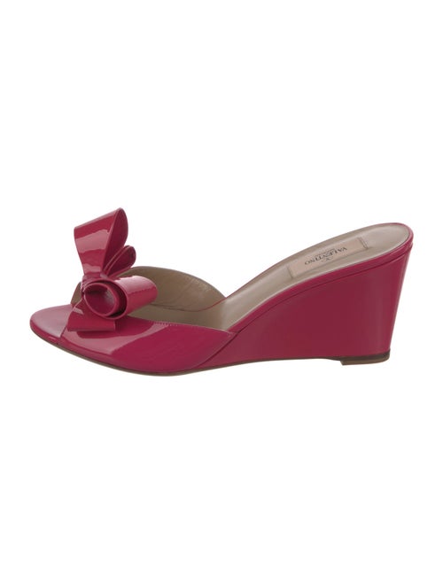 Valentino Patent Leather Bow Accents Slides