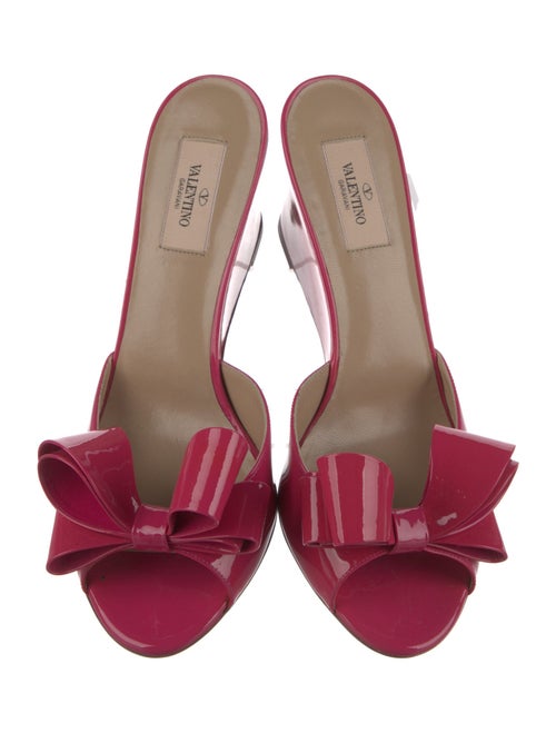 Valentino Patent Leather Bow Accents Slides