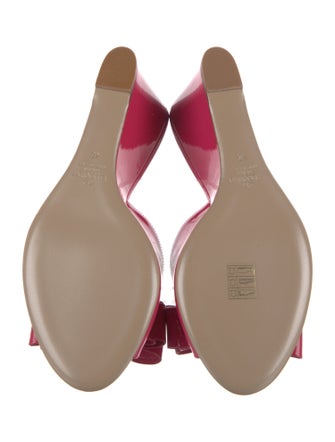 Valentino Patent Leather Bow Accents Slides