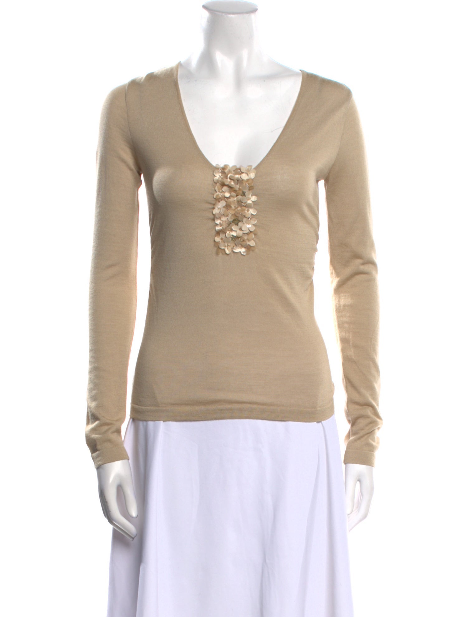 Valentino Virgin Wool V-Neck Top