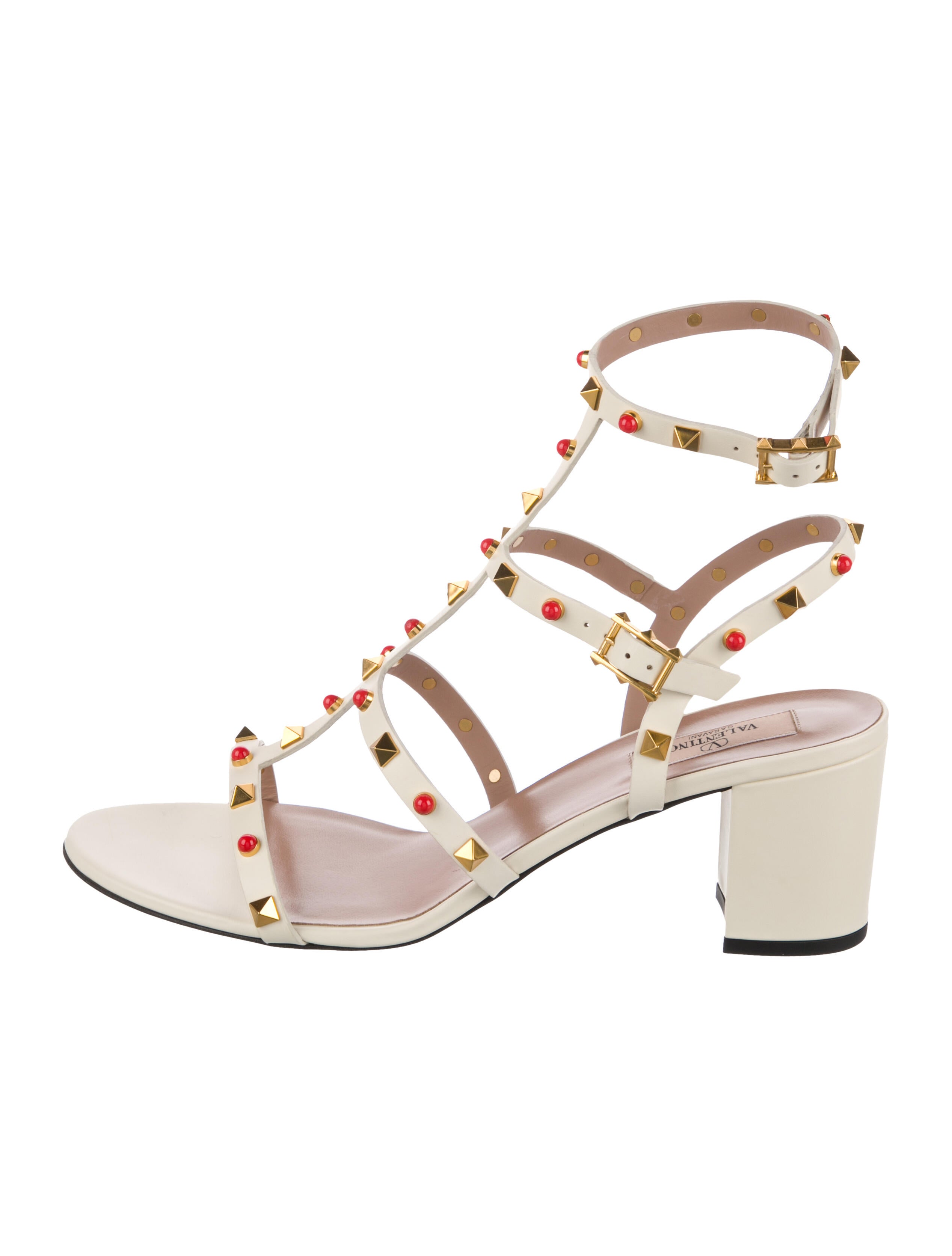 Valentino Rockstud Accents Leather Gladiator Sandals