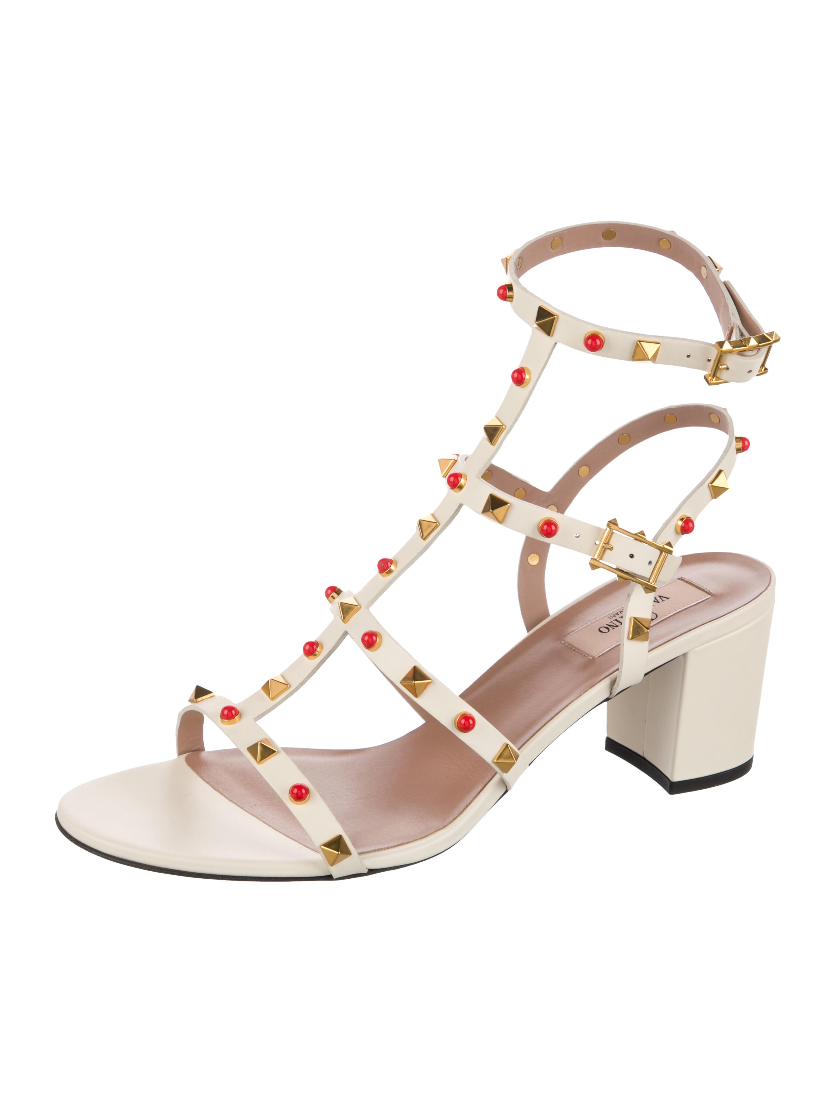 Valentino Rockstud Accents Leather Gladiator Sandals