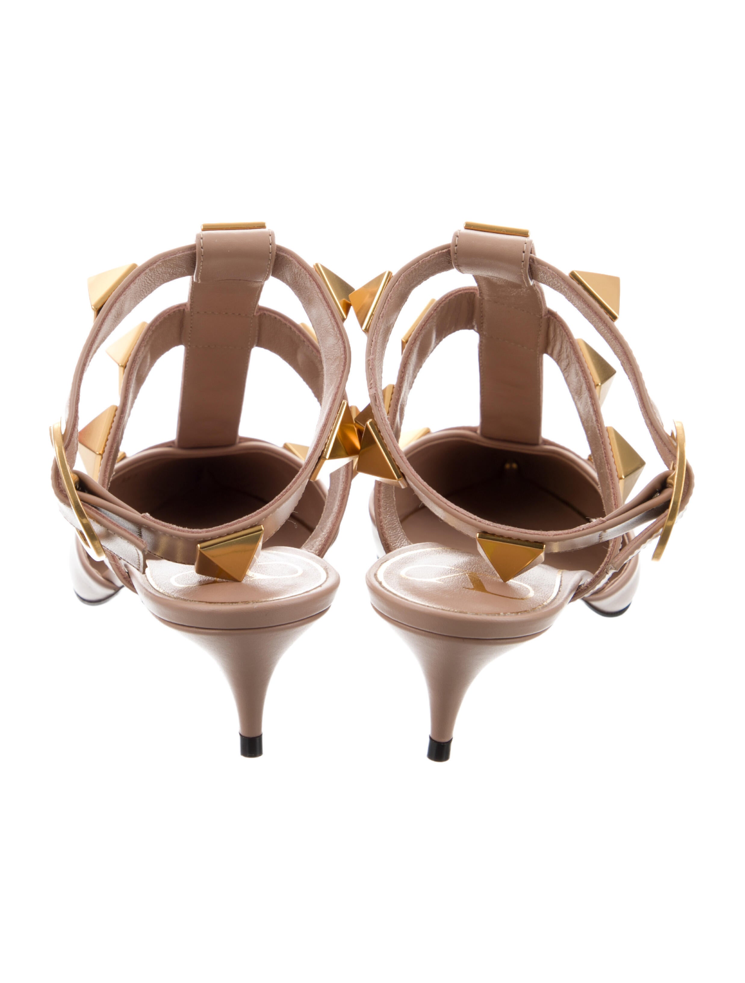 Valentino Rockstud Accents Leather T-Strap Pumps