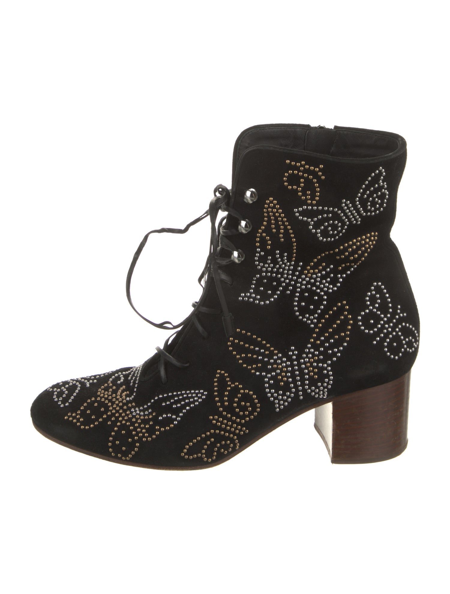 Valentino Suede Studded Accents Combat Boots