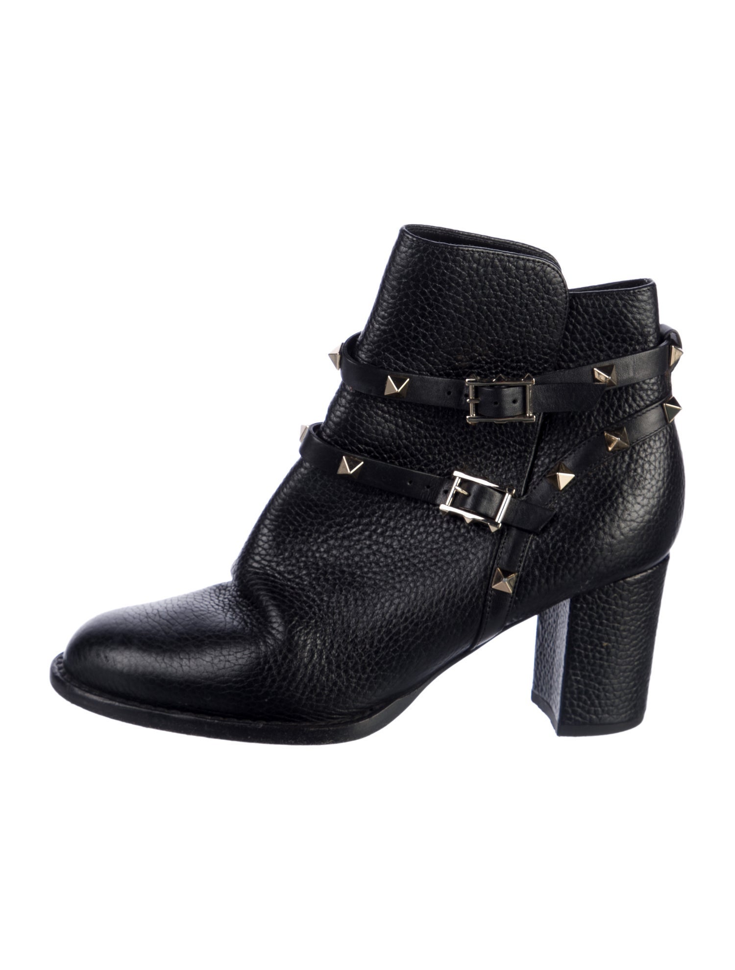 Valentino Rockstud Accents Leather Moto Boots