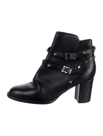 Valentino Rockstud Accents Leather Moto Boots