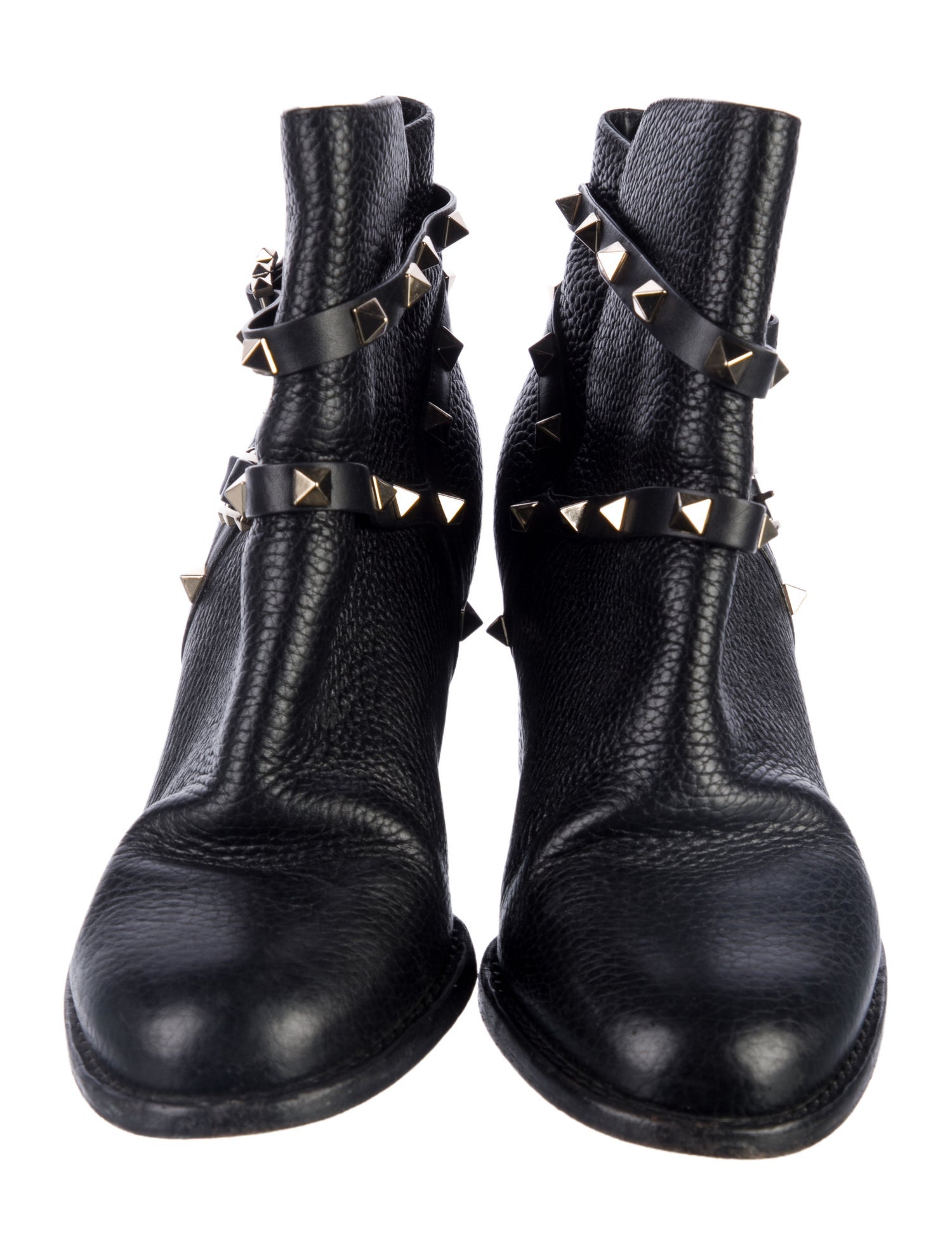 Valentino Rockstud Accents Leather Moto Boots