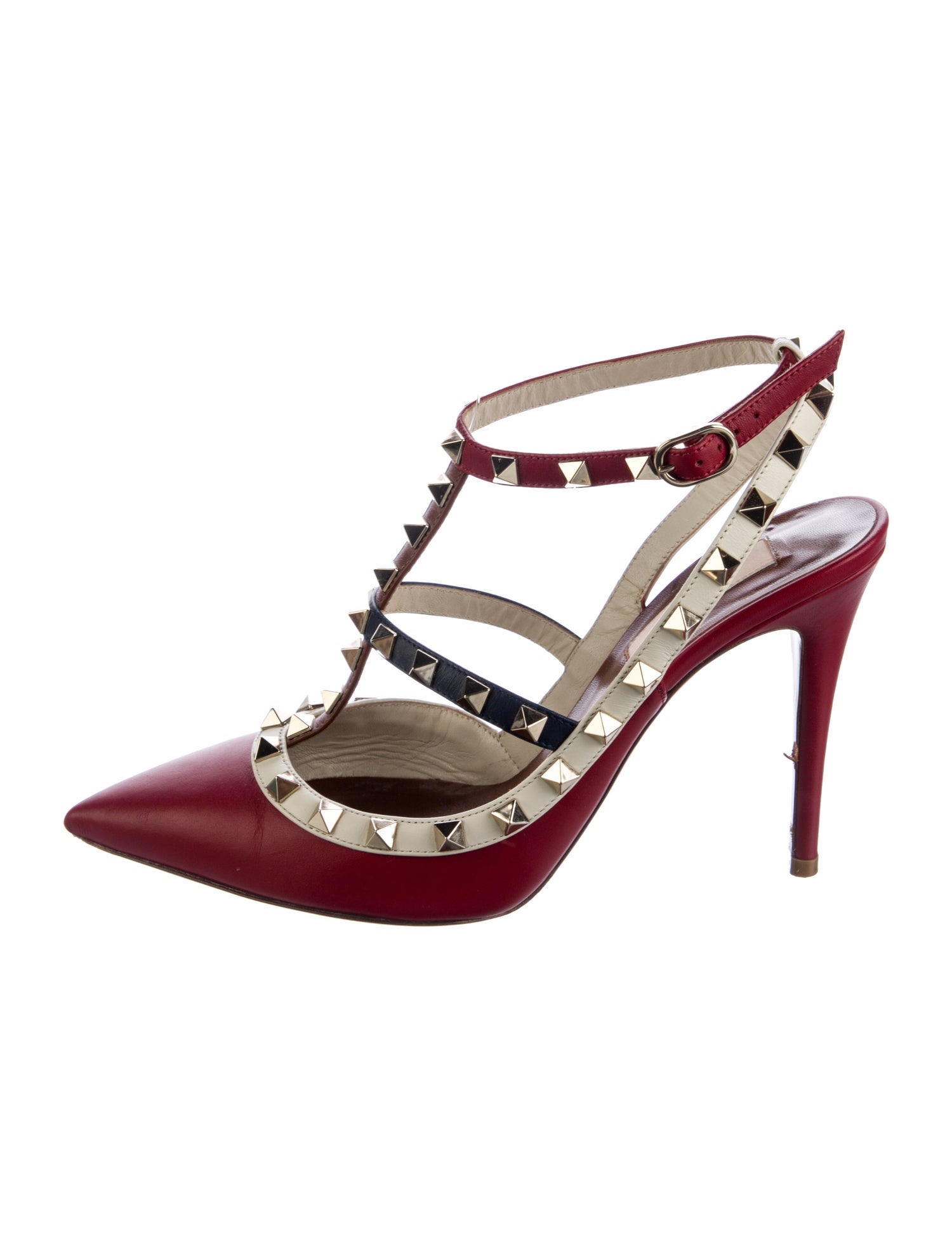 Valentino Rockstud Accents Leather T-Strap Pumps