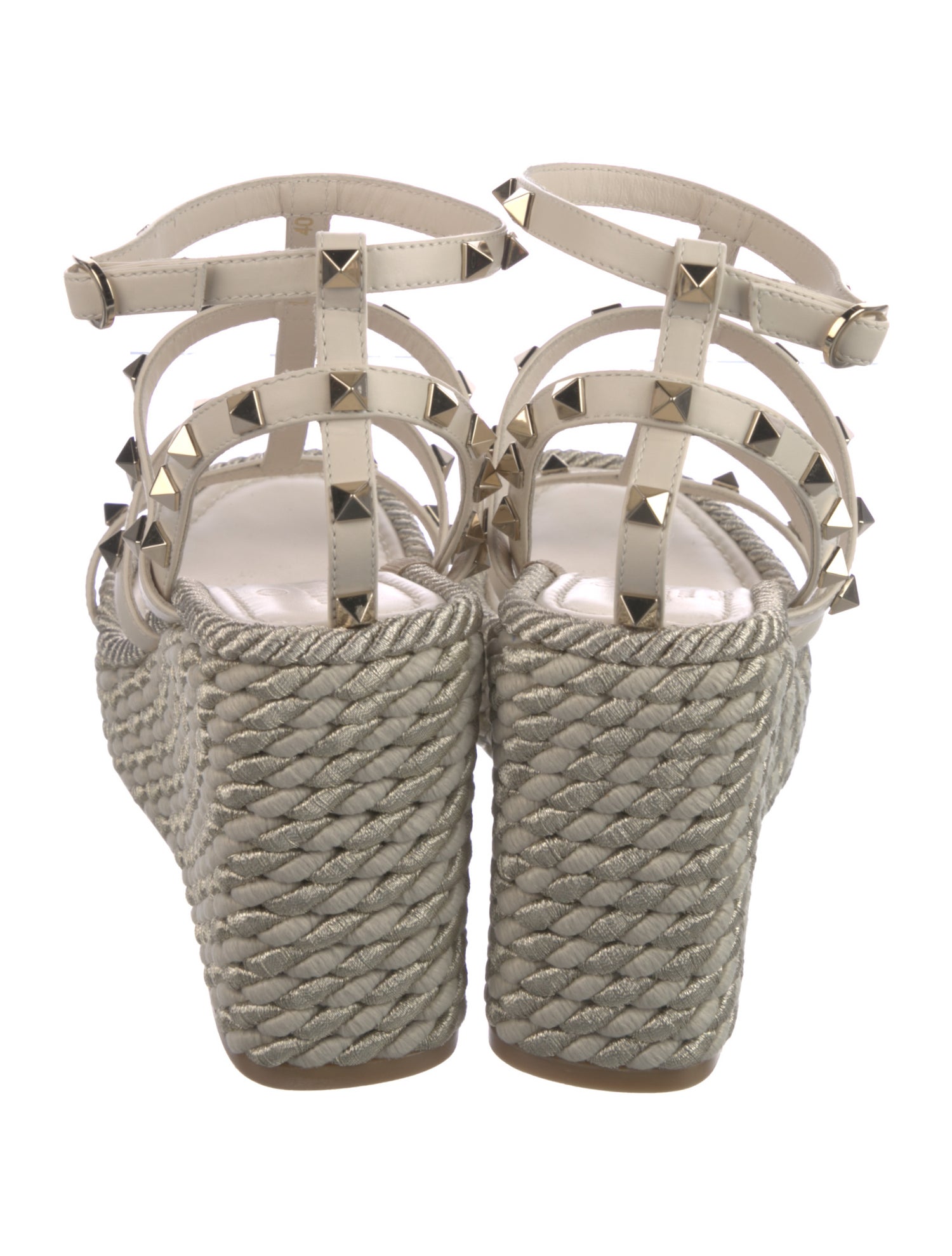 Valentino Rockstud Accents Leather Espadrilles