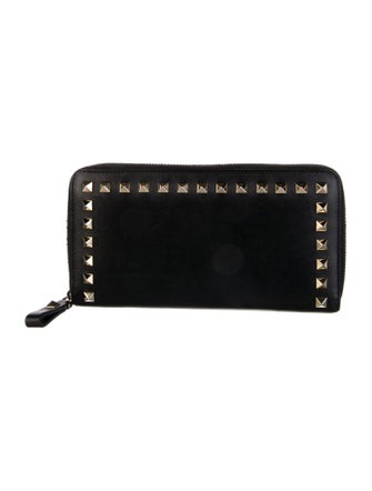 Valentino Rockstud Accents Leather Continental Wallet