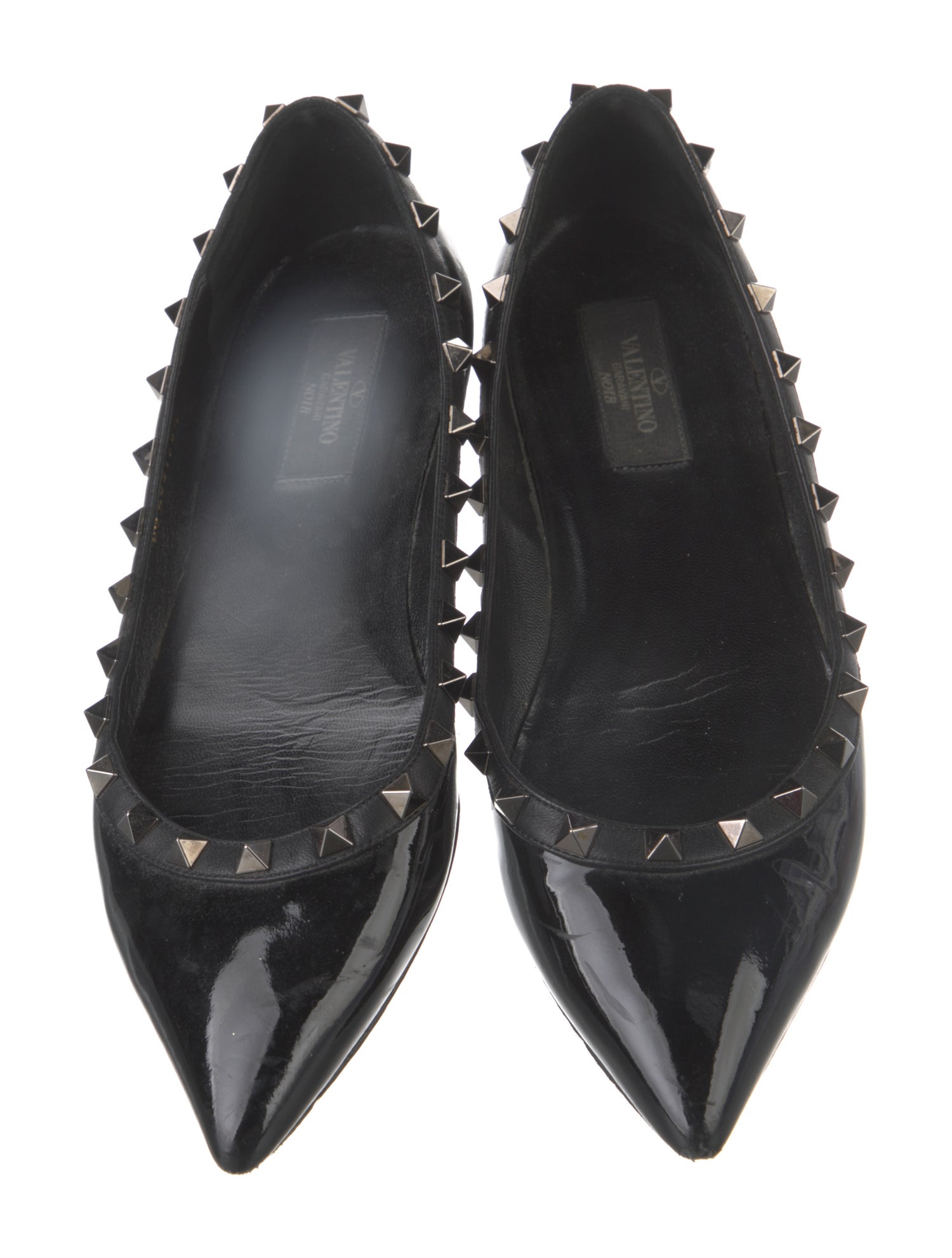 Valentino Rockstud Accents Patent Leather Flats