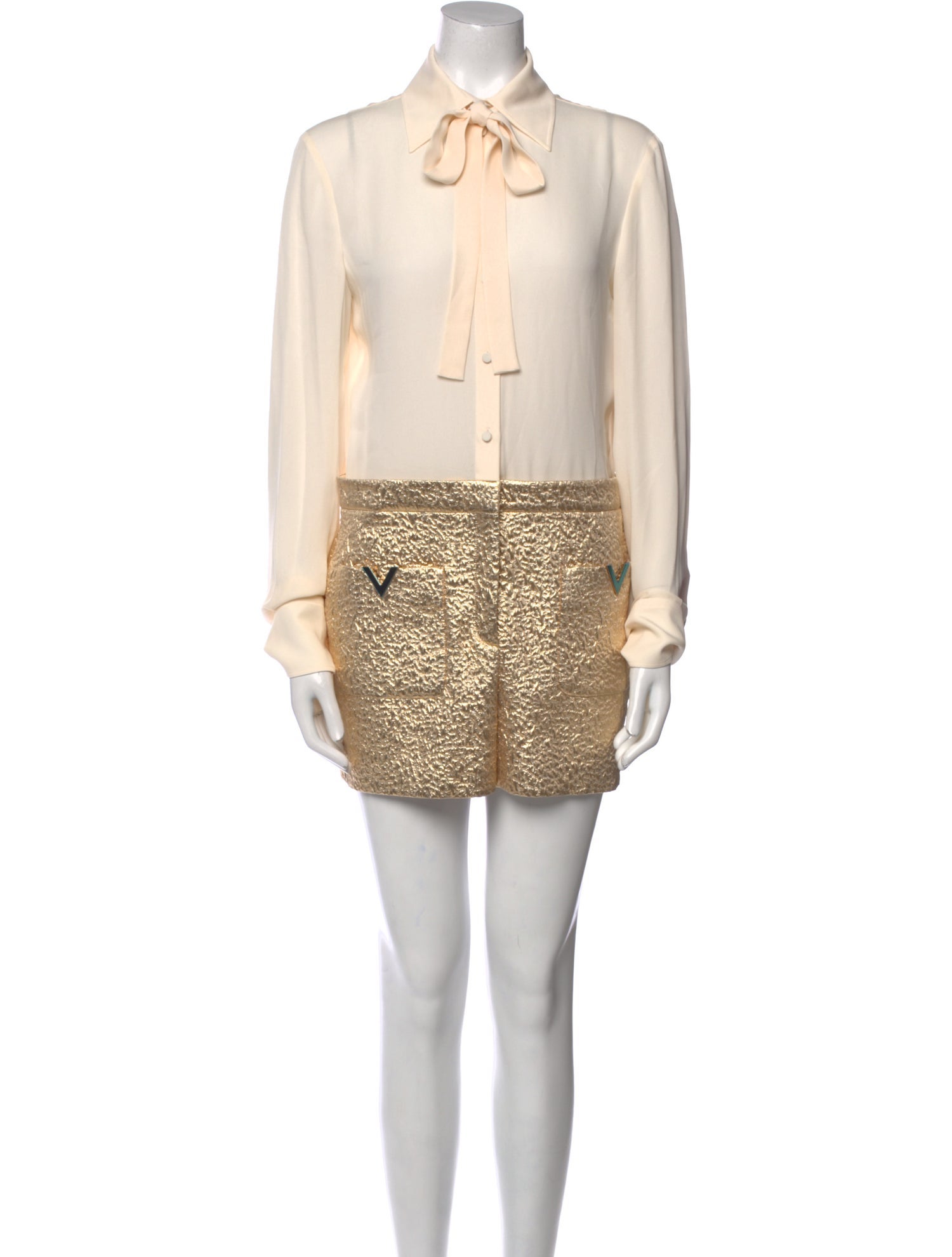 Valentino Silk Colorblock Pattern Romper w/ Tags