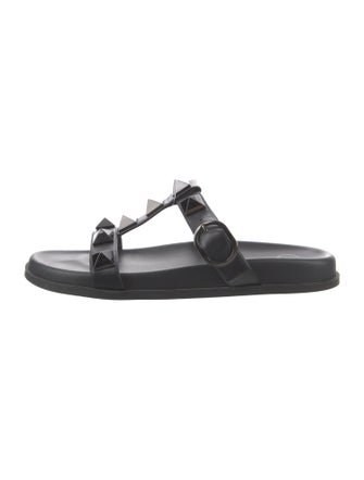 Valentino Rockstud Accents Leather Slides