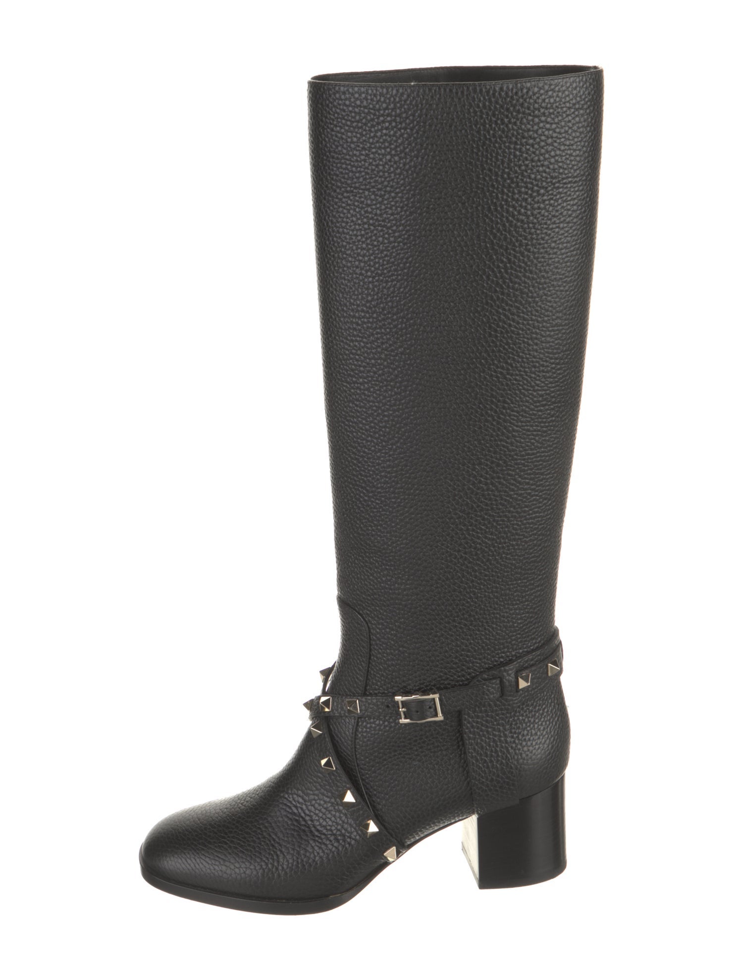 Valentino Rockstud Accents Leather Riding Boots