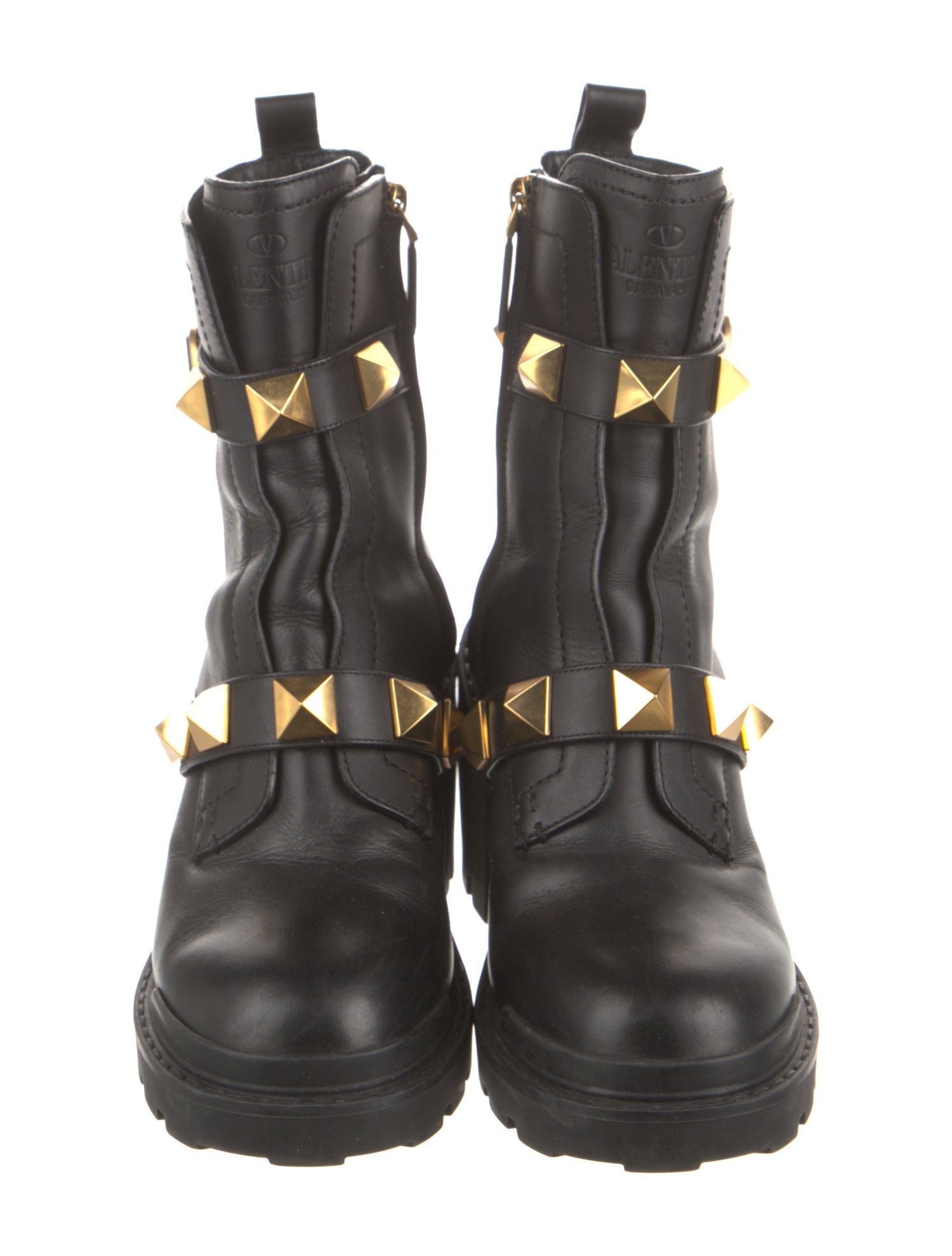 Valentino Rockstud Accents Leather Boots