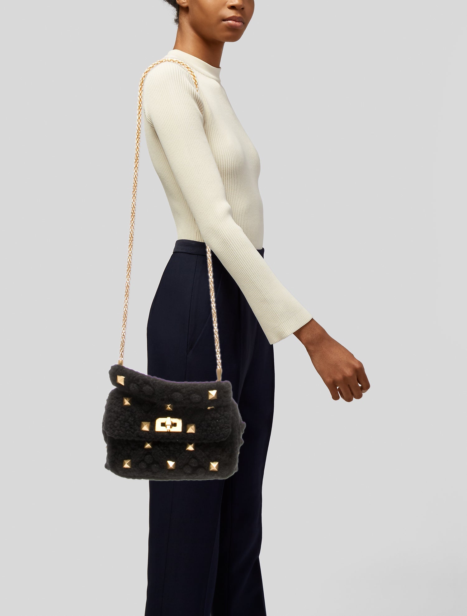 Valentino Rockstud Roman Stud Knit Bag