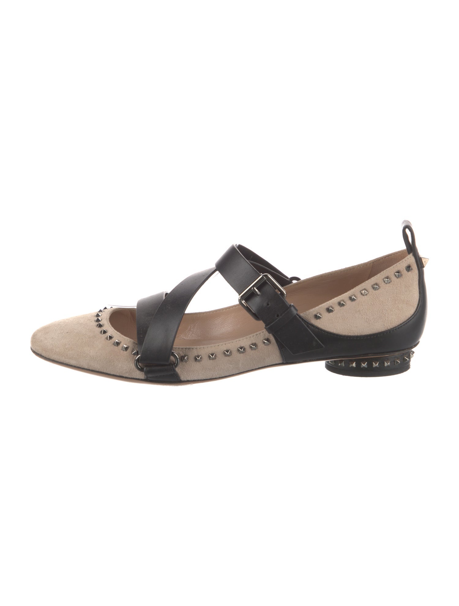 Valentino Rockstud Accents Suede Mary Jane Flats