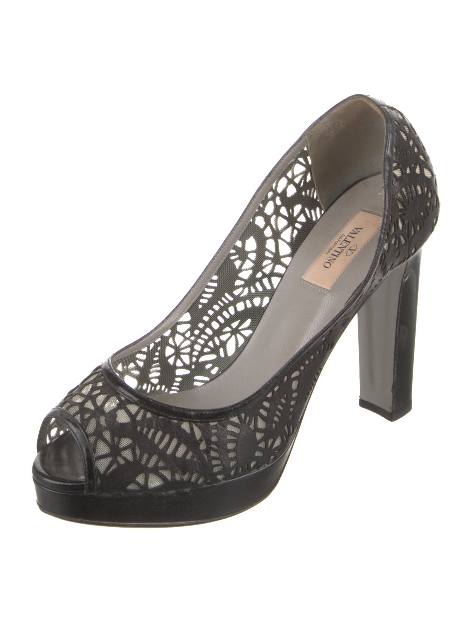 Valentino Leather Mesh Accents Pumps