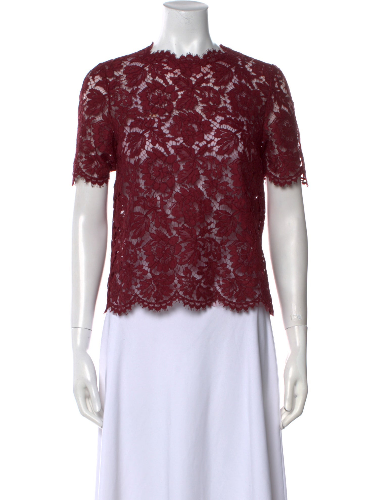Valentino Lace Pattern Crew Neck Blouse