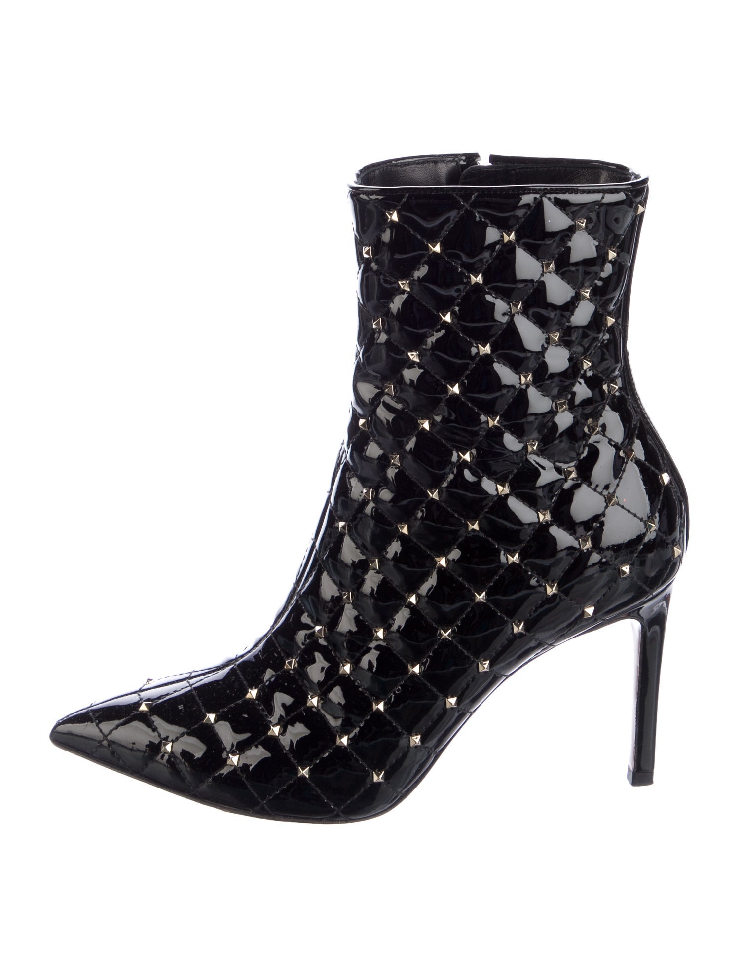 Valentino Quilted Pattern Patent Leather Boots