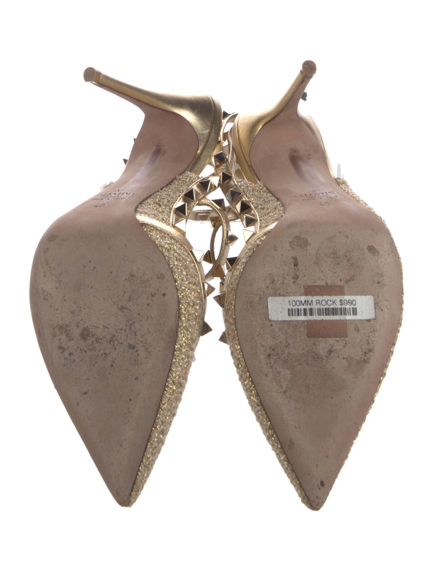 Valentino Rockstud Accents Leather T-Strap Pumps