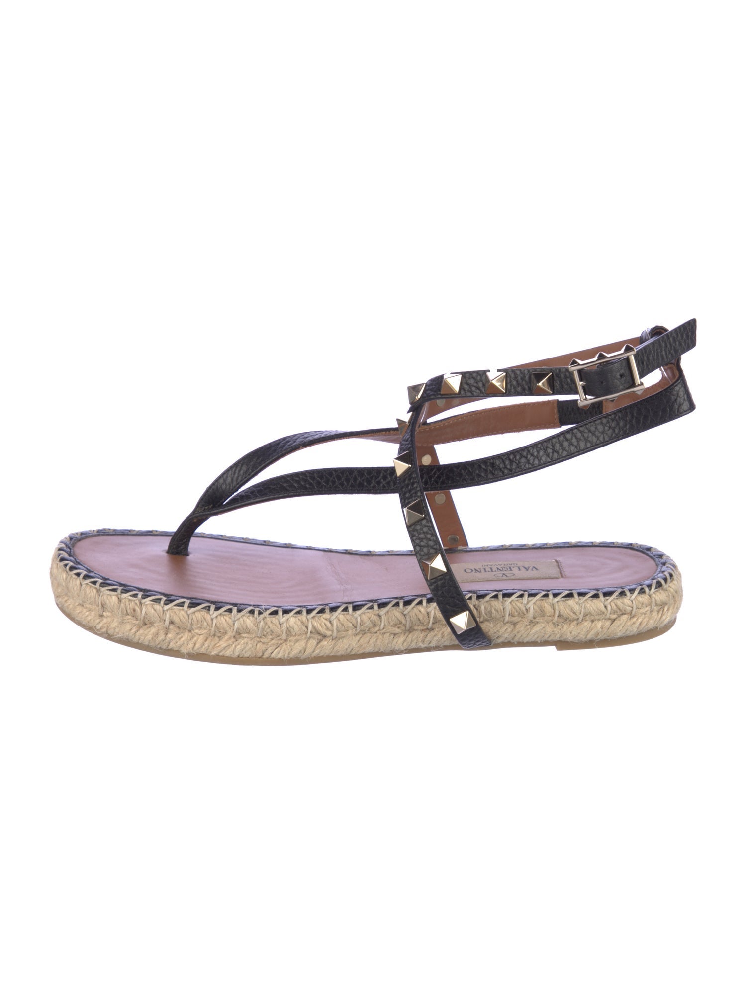 Valentino Rockstud Accents Leather Espadrilles