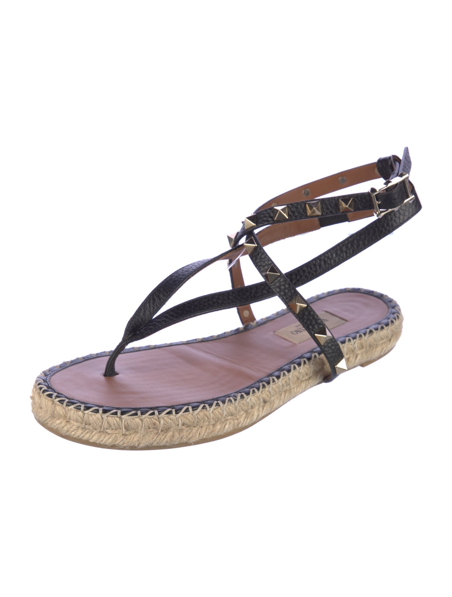 Valentino Rockstud Accents Leather Espadrilles