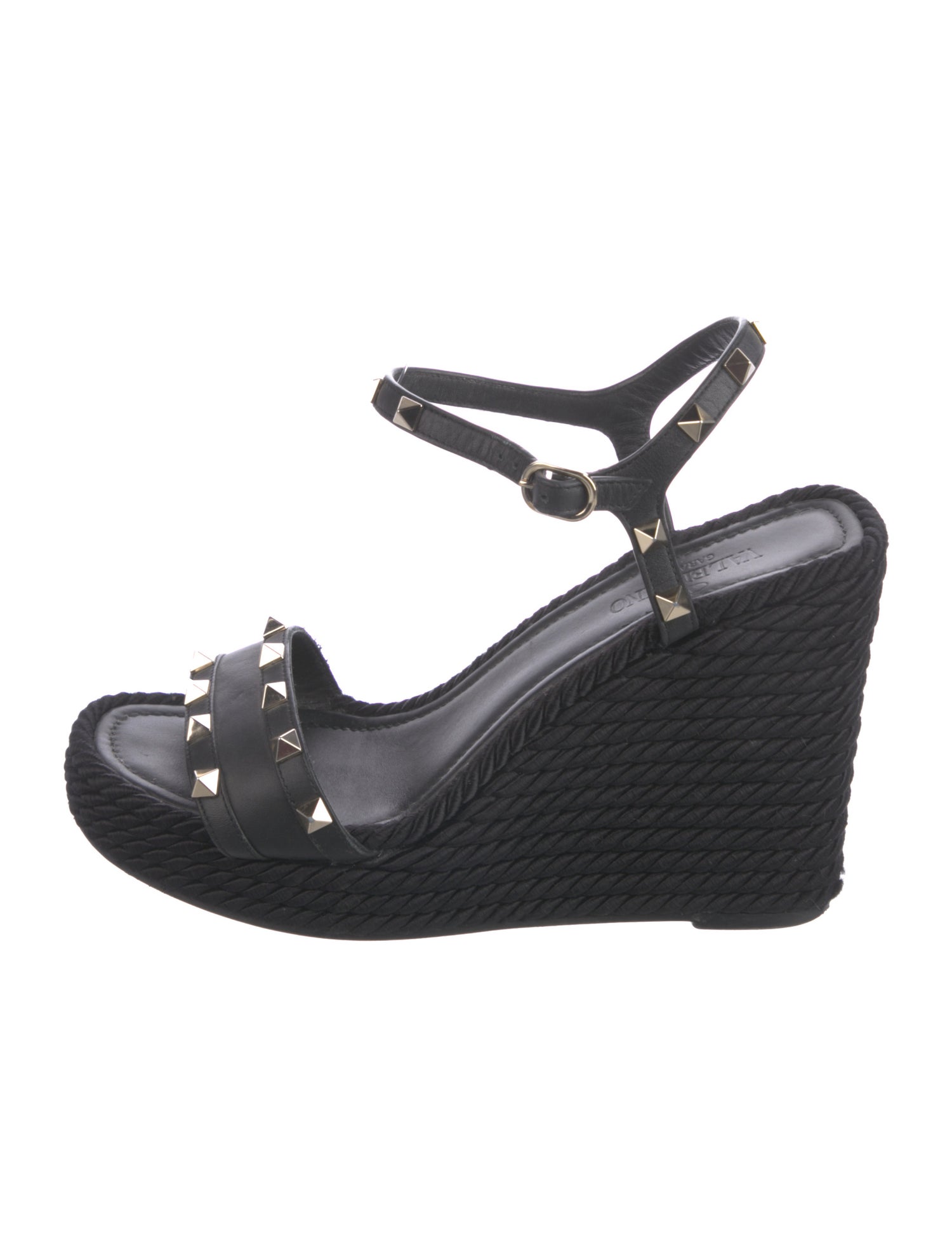 Valentino Rockstud Accents Leather Espadrilles