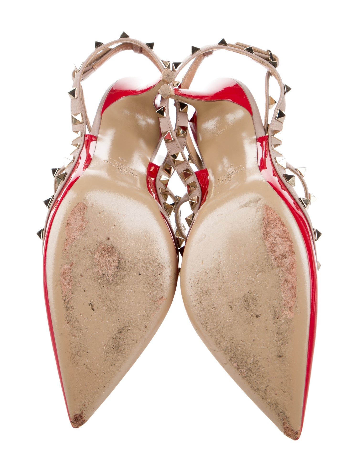 Valentino Rockstud Accents Patent Leather T-Strap Pumps