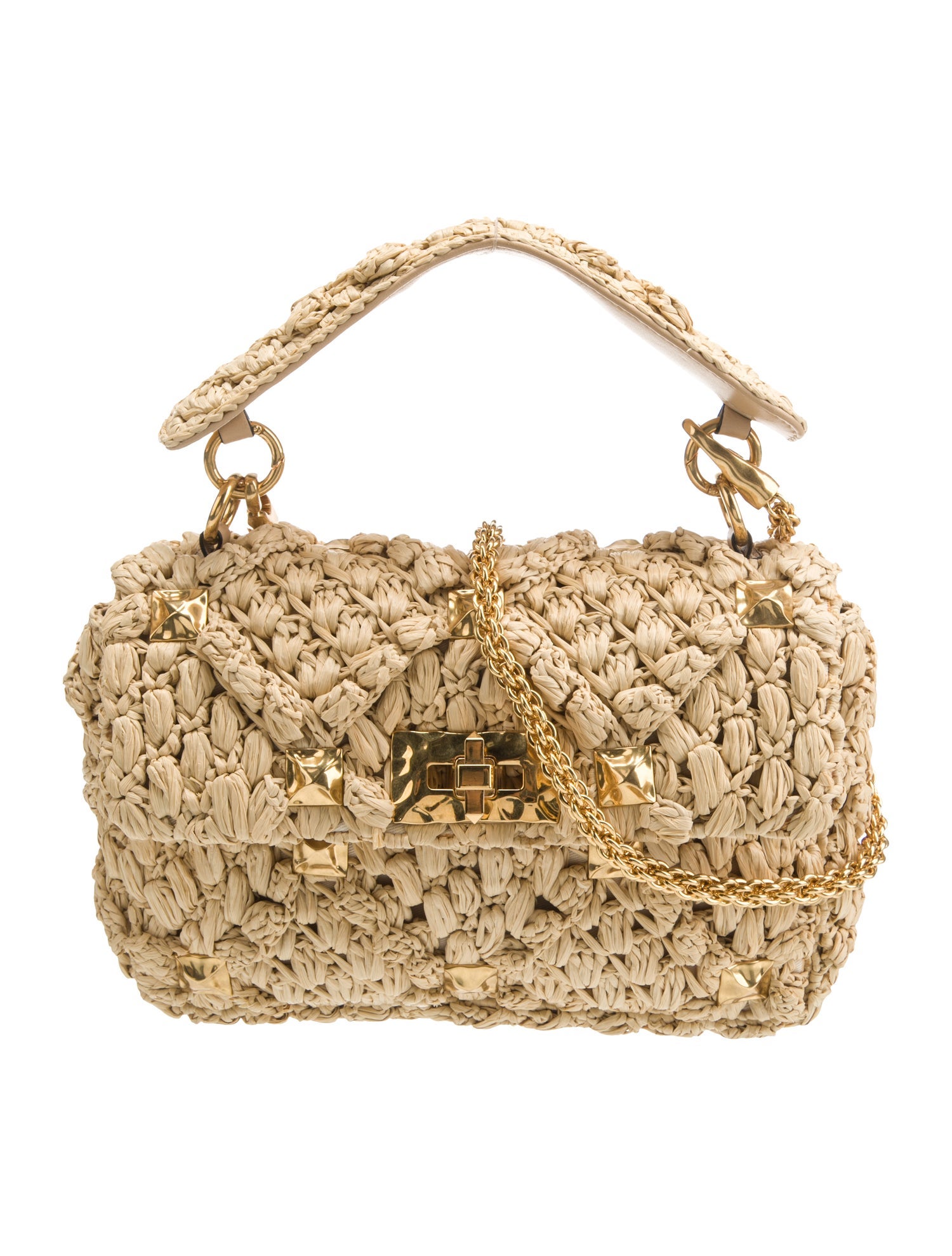Valentino Raffia Top Handle Bag