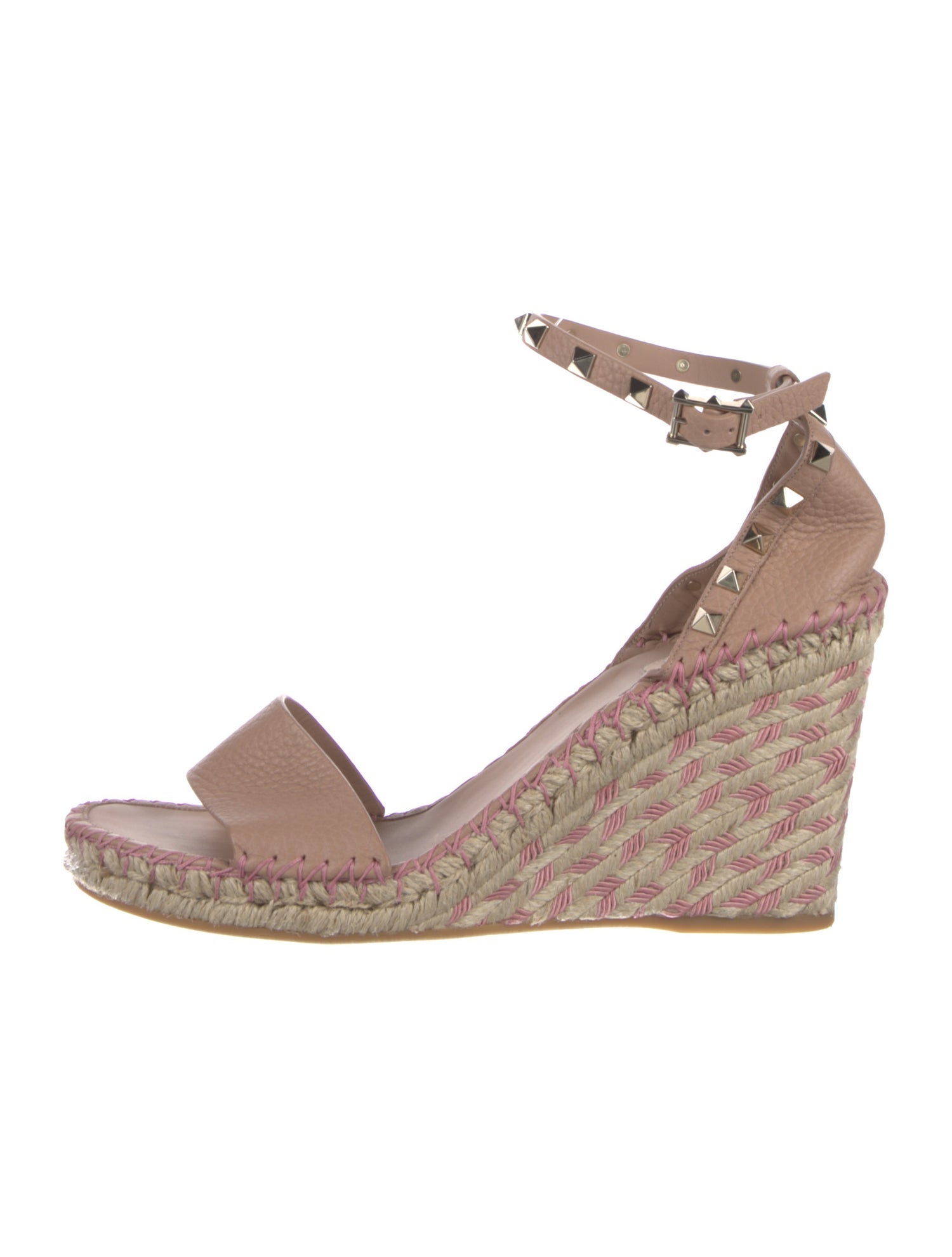 Valentino Rockstud Accents Leather Espadrilles